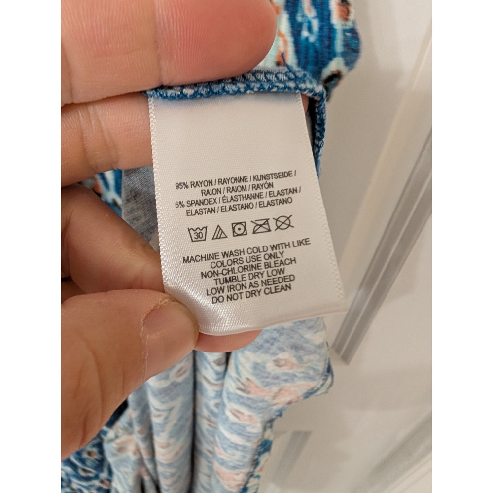 Vanessa Virginia Anthropologie Blue Ikat Maxi Dress Sleeveless large jersey Boho - Picture 5 of 7